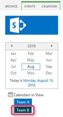 Select team B calendar view