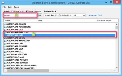 Search global address list