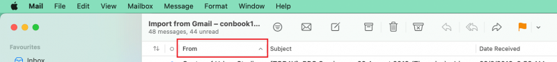 Sort mails by From