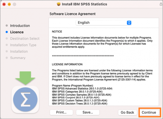 spss mac 4 - install license