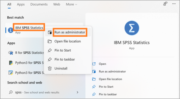 spss win 10 - start spss