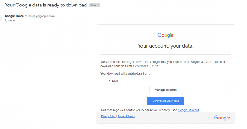 Click the Download your files button