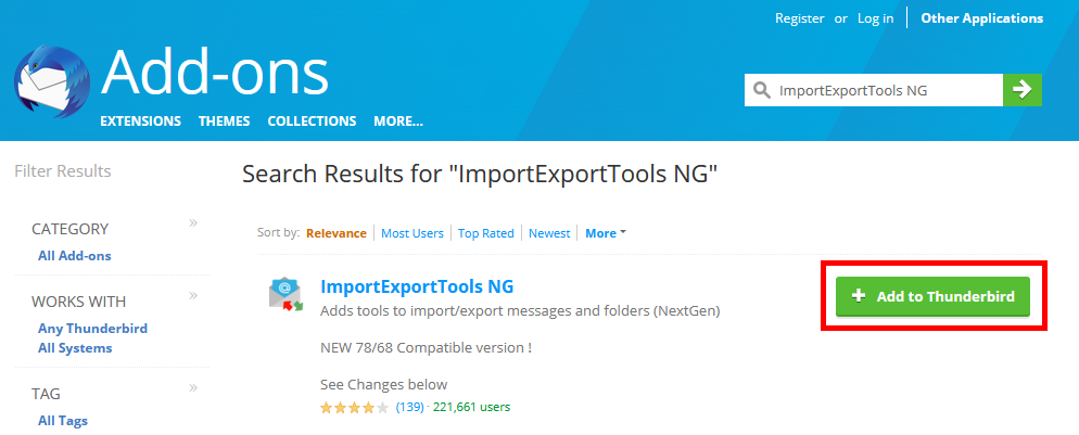 Install ImportExportTools NG add-on
