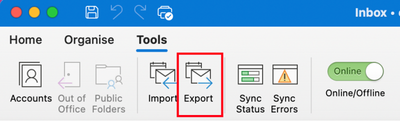 Choose Tools > Export