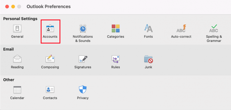 Select Accounts.