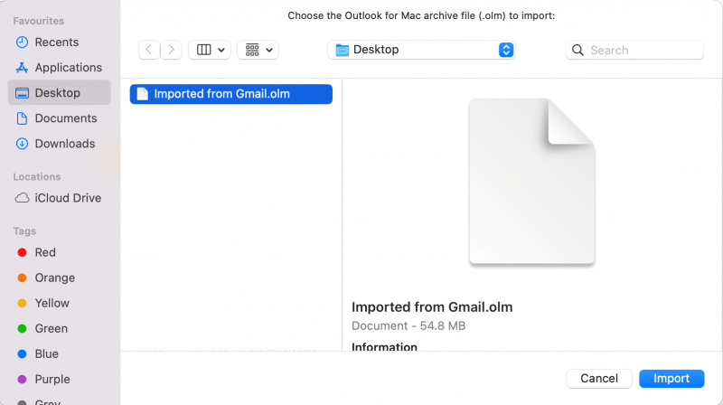 Choose the exported file and click Import