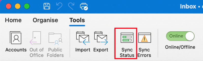 Choose Tools and check Sync Status