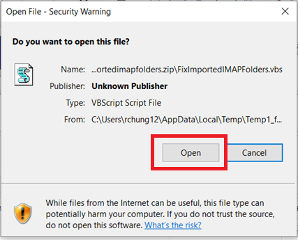 Click OK to run the file