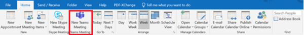 MS Team icon on Outlook menu