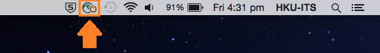 After successful connection, a VPN Logo with padlock will appear