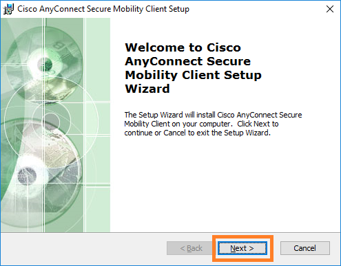 Download the VPN client for Windows and click next