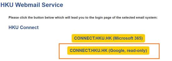 webmail button of connect.hku.hk with google