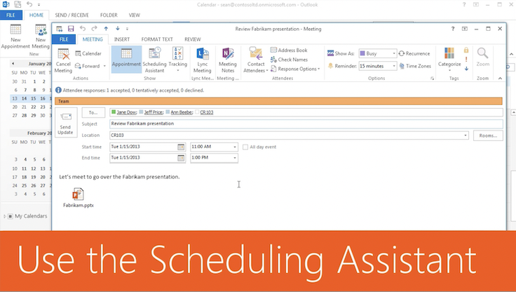 scheduling assistant screen